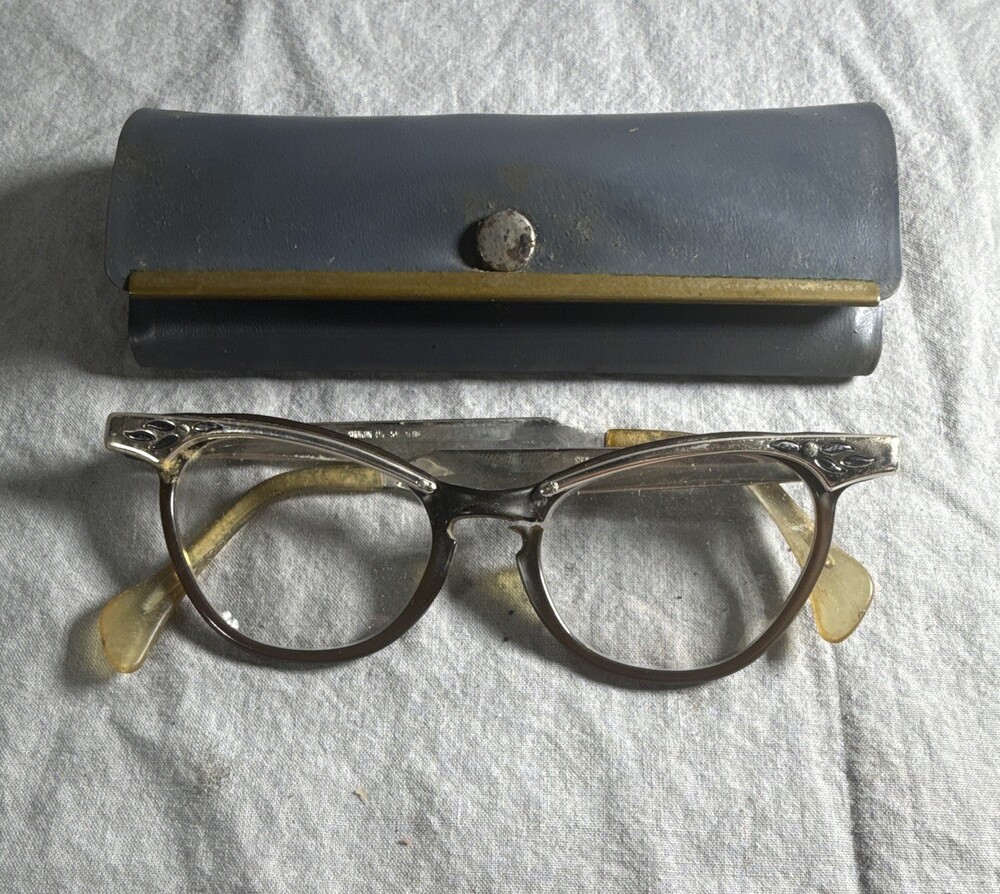 Vintage 1950s SHURON Aluminum Cat Eye Glasses Frames - FOR PARTS / REPAIR 4-1/4